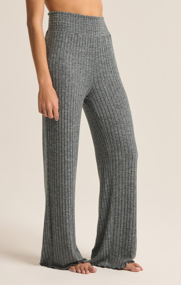 Dawn Smocked Ribbed Pants | Charcoal Heather