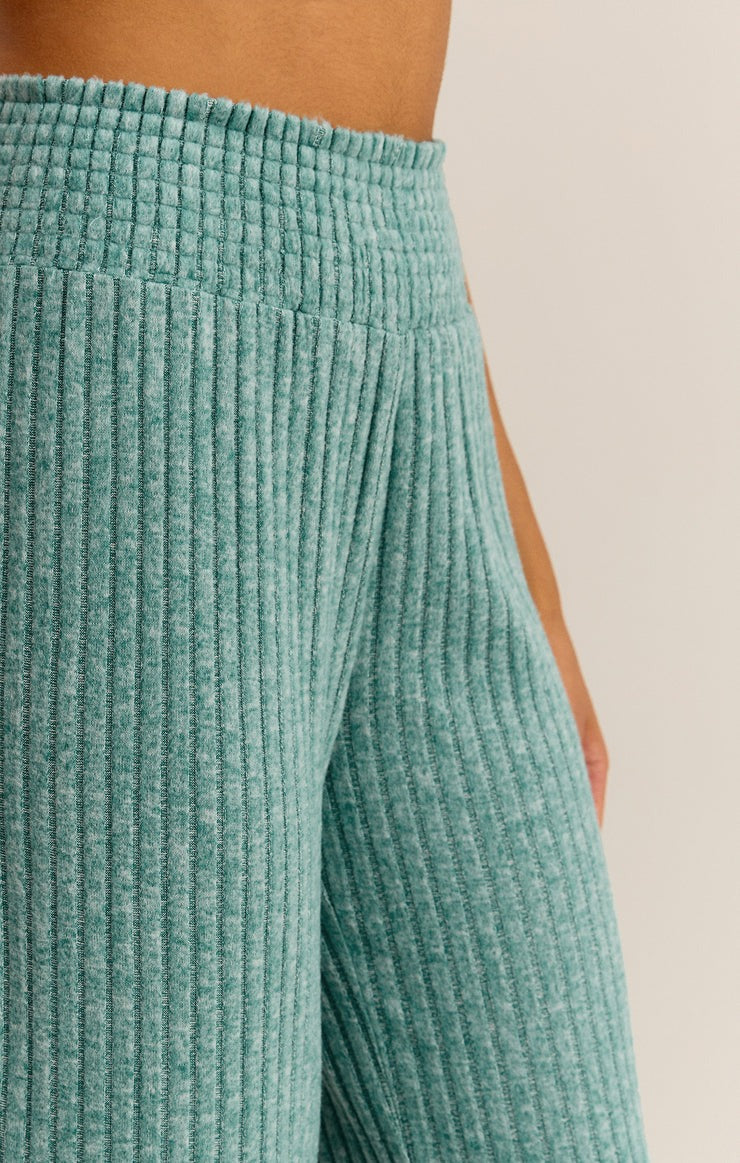 Dawn Smocked Ribbed Pants | Green Lagoon