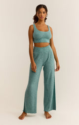 Dawn Smocked Ribbed Pants | Green Lagoon