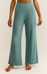 Dawn Smocked Ribbed Pants | Green Lagoon