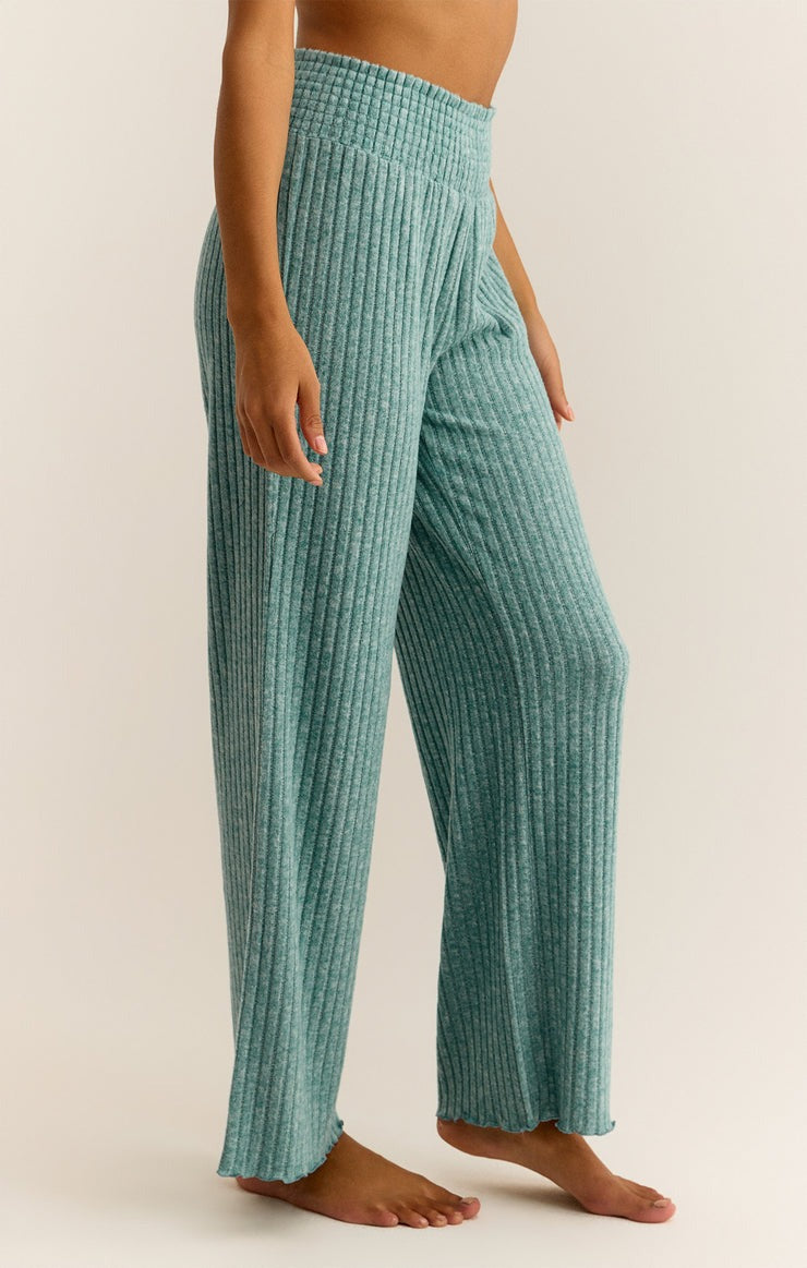 Dawn Smocked Ribbed Pants | Green Lagoon