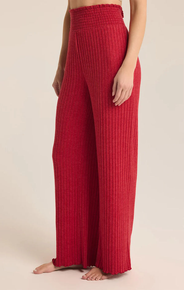 Dawn Smocked Ribbed Pants | Haute Red