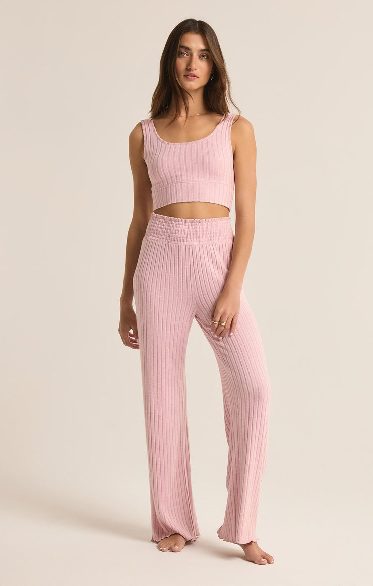 Dawn Smocked Ribbed Pants | Sunset Mauve