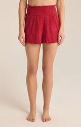 Dawn Smocked Ribbed Shorts | Haute Red