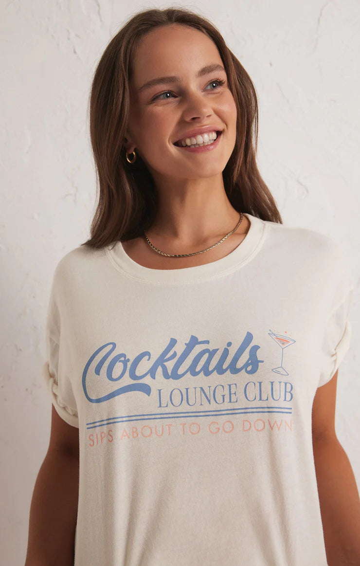 Cocktails Lounge Tee | Cloud Dancer - FINAL SALE