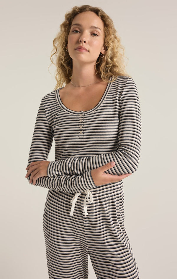 Constance Stripe Top | Light Oatmeal Heather