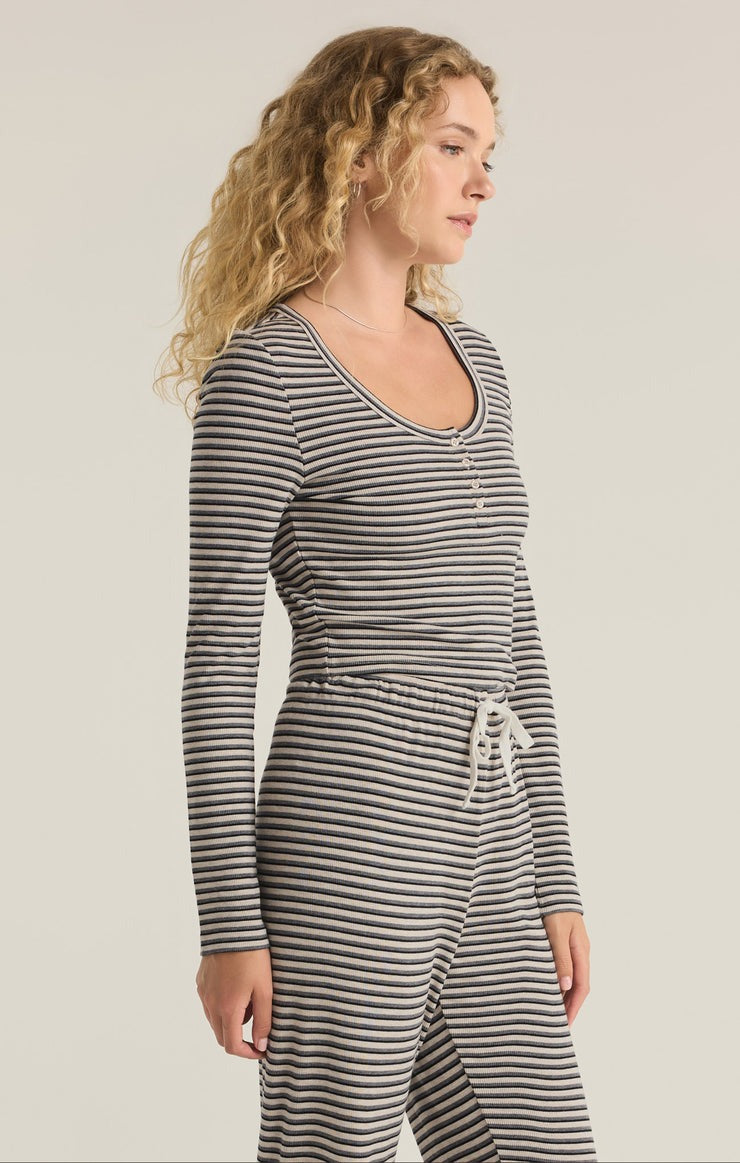 Constance Stripe Top | Light Oatmeal Heather