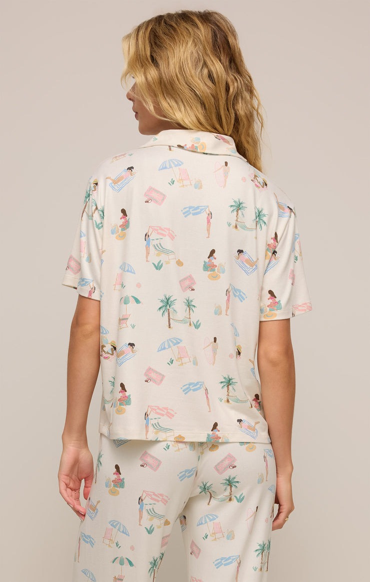 Beach Days Pyjama Top | Bone