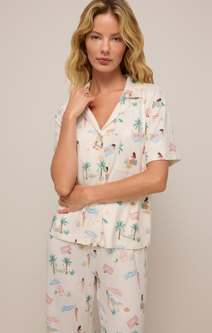 Beach Days Pyjama Top | Bone