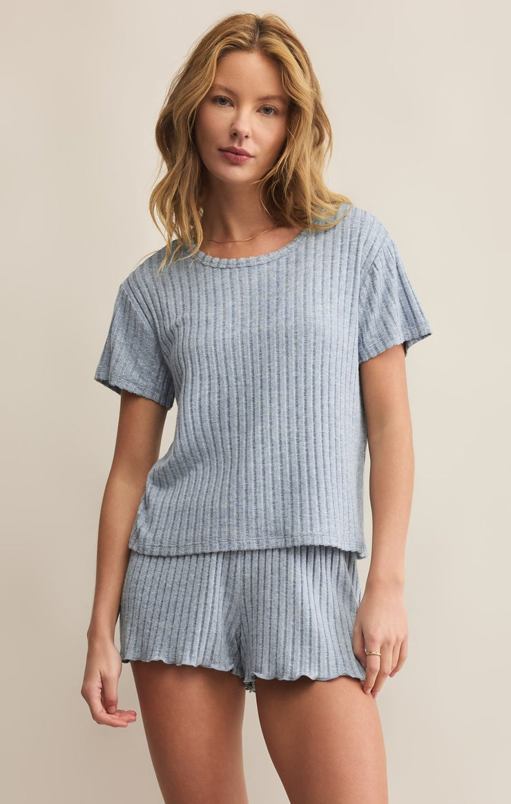 Kara Rib Tee | Light Denim