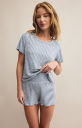 Kara Rib Tee | Light Denim