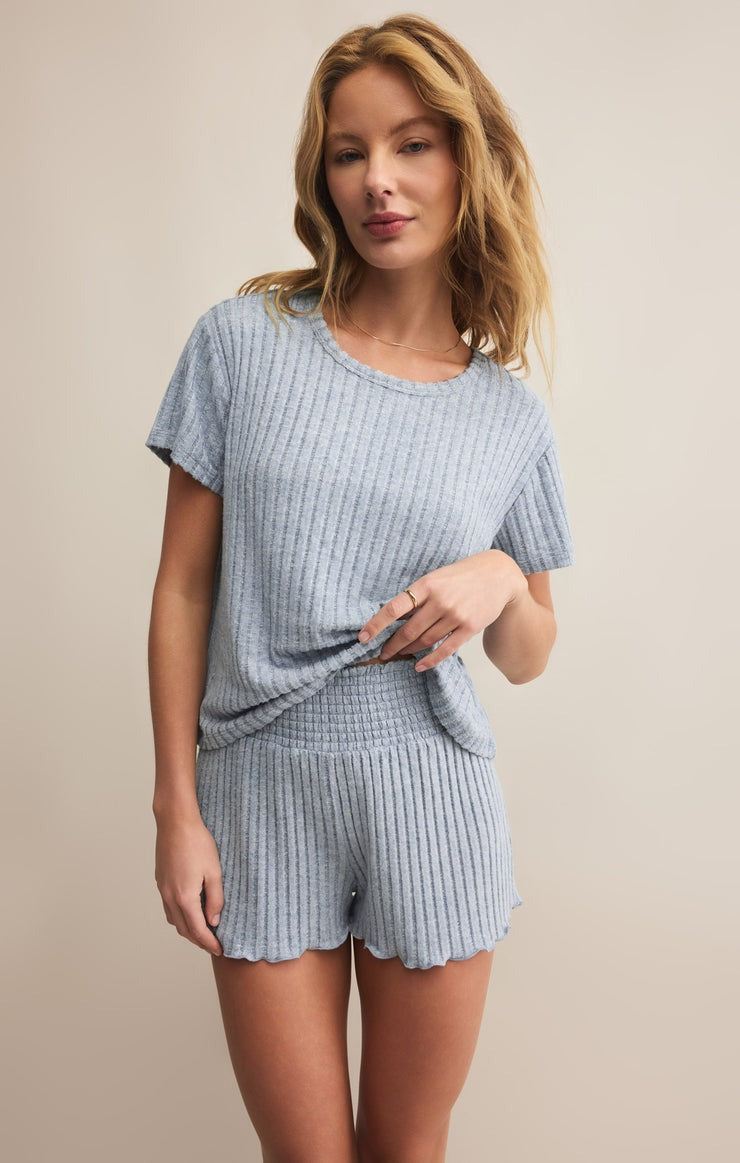 Kara Rib Tee | Light Denim