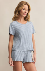 Kara Rib Tee | Light Denim