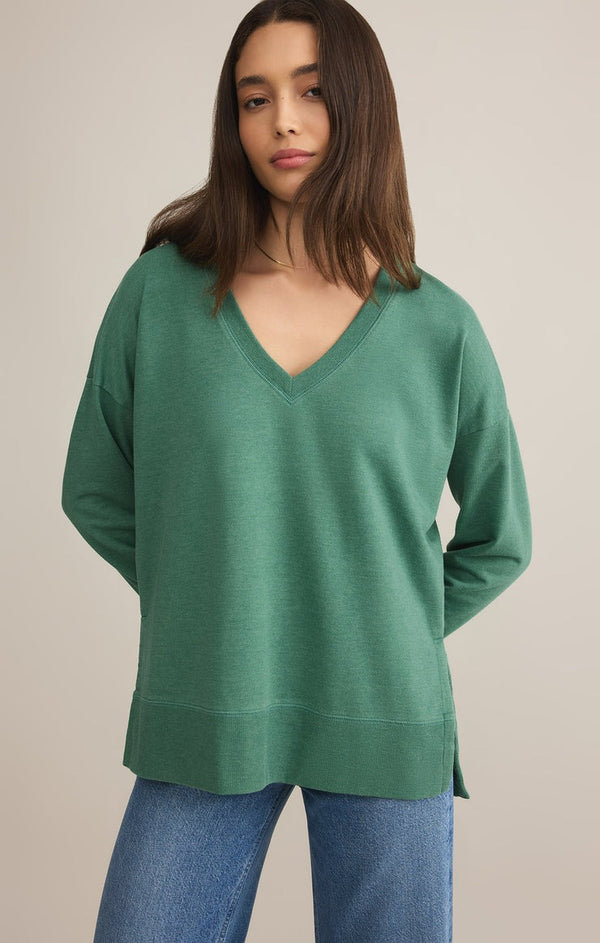 Modern V Neck Weekender | Botanical Green