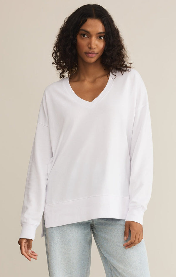 Modern V Neck Weekender | White