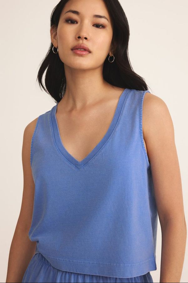 Sloane V-Neck Tank Top | Bay Blue