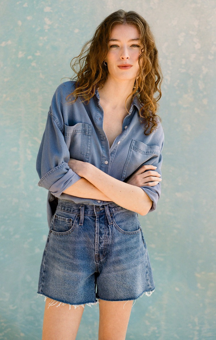 Colbie Chambray Top | Sun Bleached Indigo