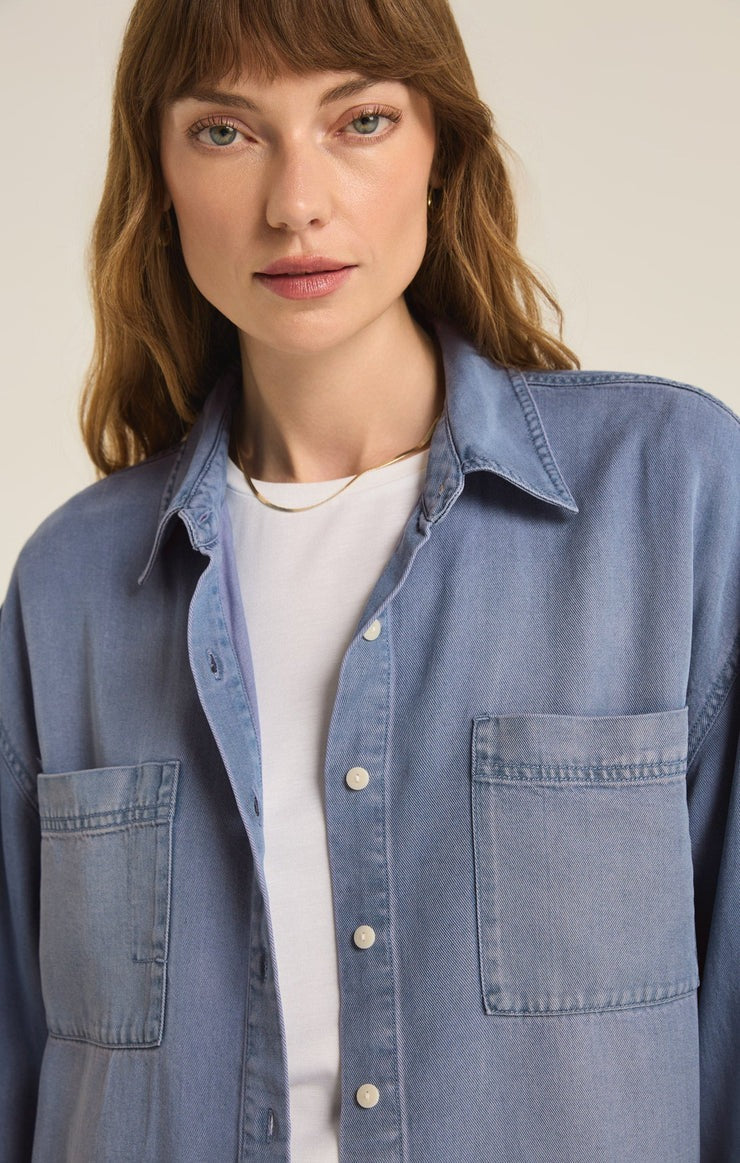 Colbie Chambray Top | Sun Bleached Indigo