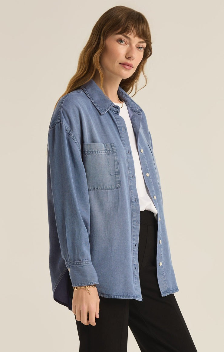 Colbie Chambray Top | Sun Bleached Indigo