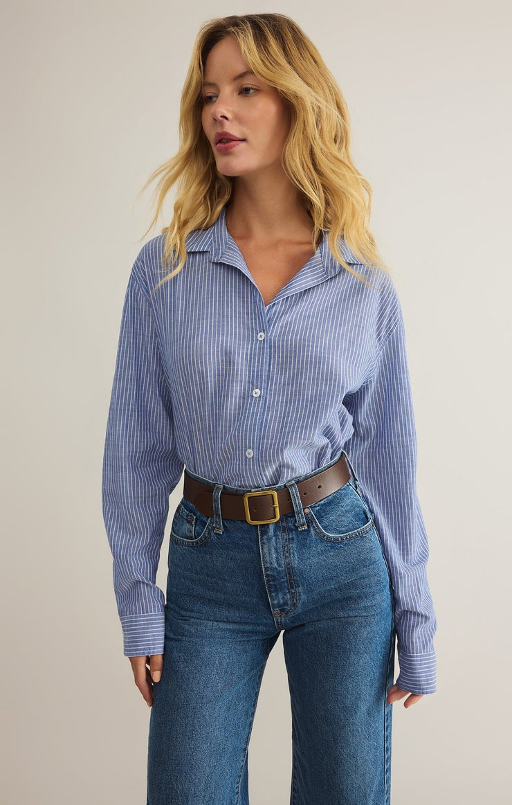 Seaport Striped Shirt | Sky Blue