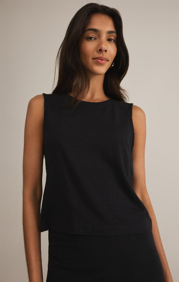 Sloane Textured Slub Tank Top | Black