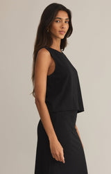 Sloane Textured Slub Tank Top | Black