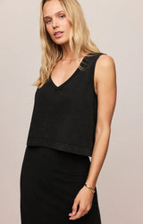 Sloane V-Neck Tank Top | True Black