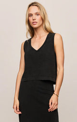 Sloane V-Neck Tank Top | True Black