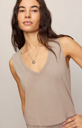 Sloane V-Neck Tank Top | Stone Grey