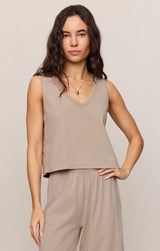 Sloane V-Neck Tank Top | Stone Grey