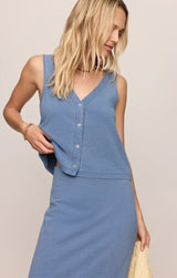 Solace Knit Denim Top | Santorini Indigo