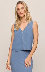 Solace Knit Denim Top | Santorini Indigo
