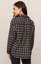 River Plaid Button Up | Ash Black