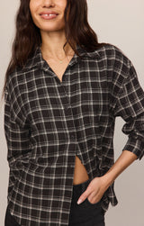 River Plaid Button Up | Ash Black