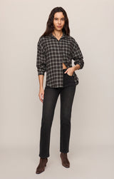 River Plaid Button Up | Ash Black