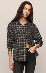 River Plaid Button Up | Ash Black