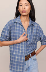 River Plaid Button Up | Mystic Blue