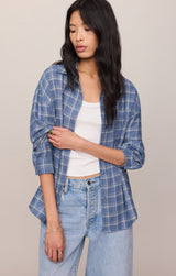 River Plaid Button Up | Mystic Blue