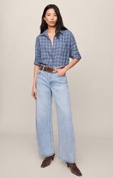 River Plaid Button Up | Mystic Blue