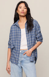 River Plaid Button Up | Mystic Blue