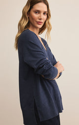 Modern V Neck Weekender | Blue Sapphire