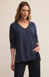 Modern V Neck Weekender | Blue Sapphire