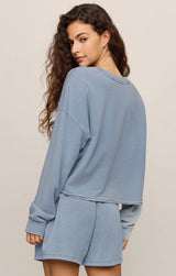 Circuit Knit Denim Sweatshirt | Ocean Air Indigo
