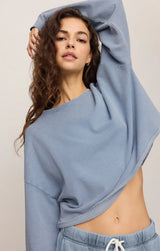 Circuit Knit Denim Sweatshirt | Ocean Air Indigo