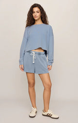 Circuit Knit Denim Sweatshirt | Ocean Air Indigo