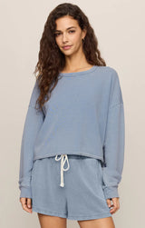 Circuit Knit Denim Sweatshirt | Ocean Air Indigo