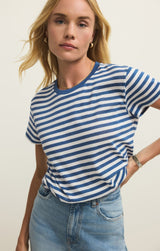 Tourist Striped Tee | Calypso Blue Indigo