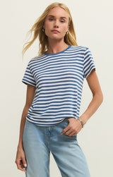 Tourist Striped Tee | Calypso Blue Indigo