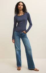 Renae Rib Top | Indigo