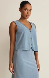Noelle Jersey Denim Tank | Ocean Air Indigo